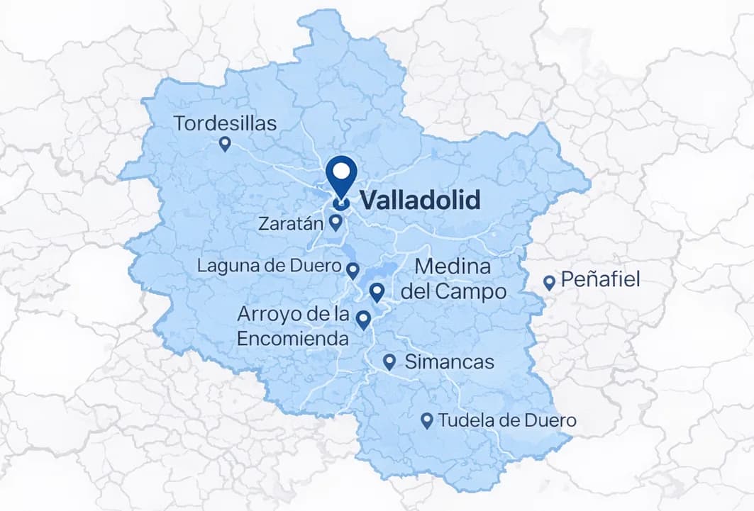 Mapa de cobertura de servicios en Valladolid